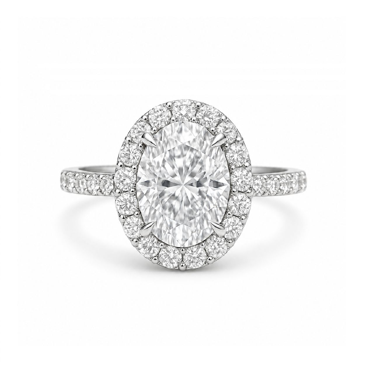 GIA Certified, Oval Shaped, 0.3 ct to 2 ct Full Halo Diamond Engagement Ring