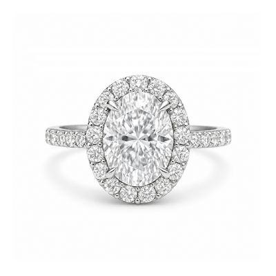 GIA Certified, Oval Shaped, 0.3 ct to 2 ct Full Halo Diamond Engagement Ring