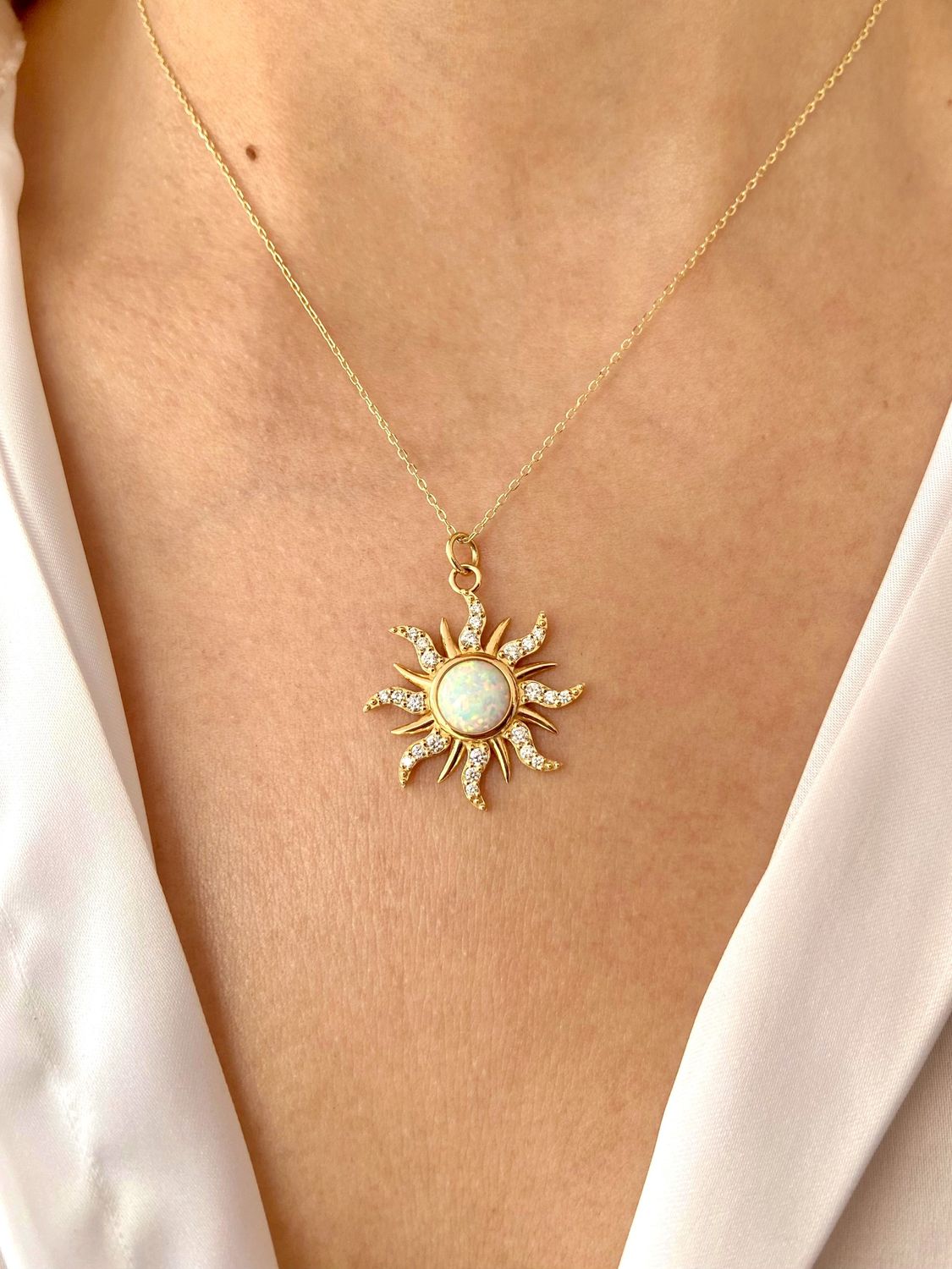 "Mystique Sun" Opal, Diamond Necklace