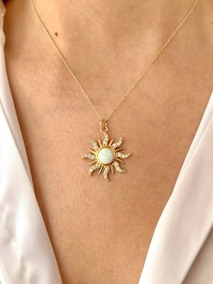 "Mystique Sun" Opal, Diamond Necklace