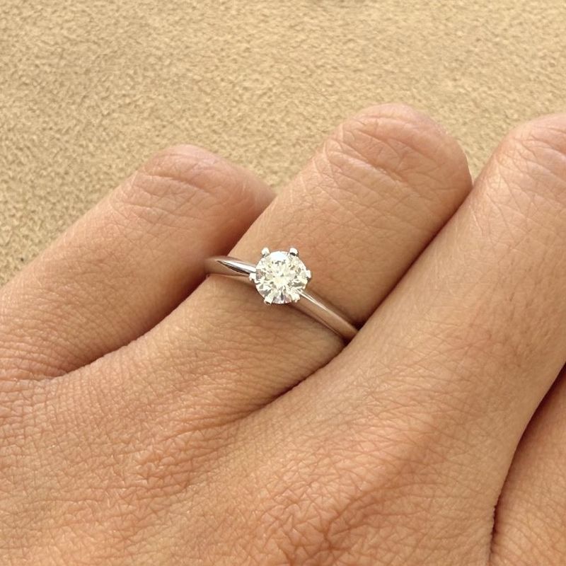 GIA Certified, Round 0.5 ct Six Prongs, Diamond Engagement Ring