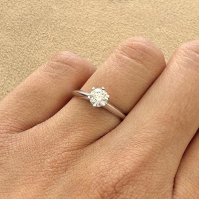 GIA Certified, Round 0.5 ct Six Prongs, Diamond Engagement Ring