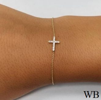 Small Cross Shaped Diamond Bracelet