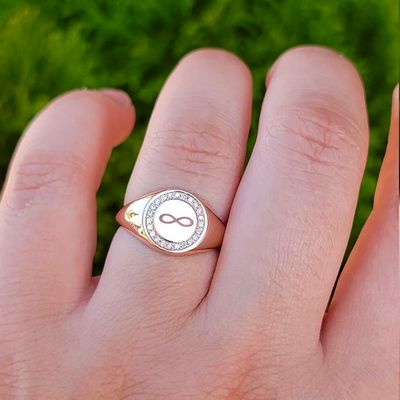 Customized Signet Diamond Ring