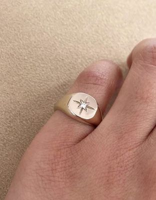 Pinky Signet Diamond Ring
