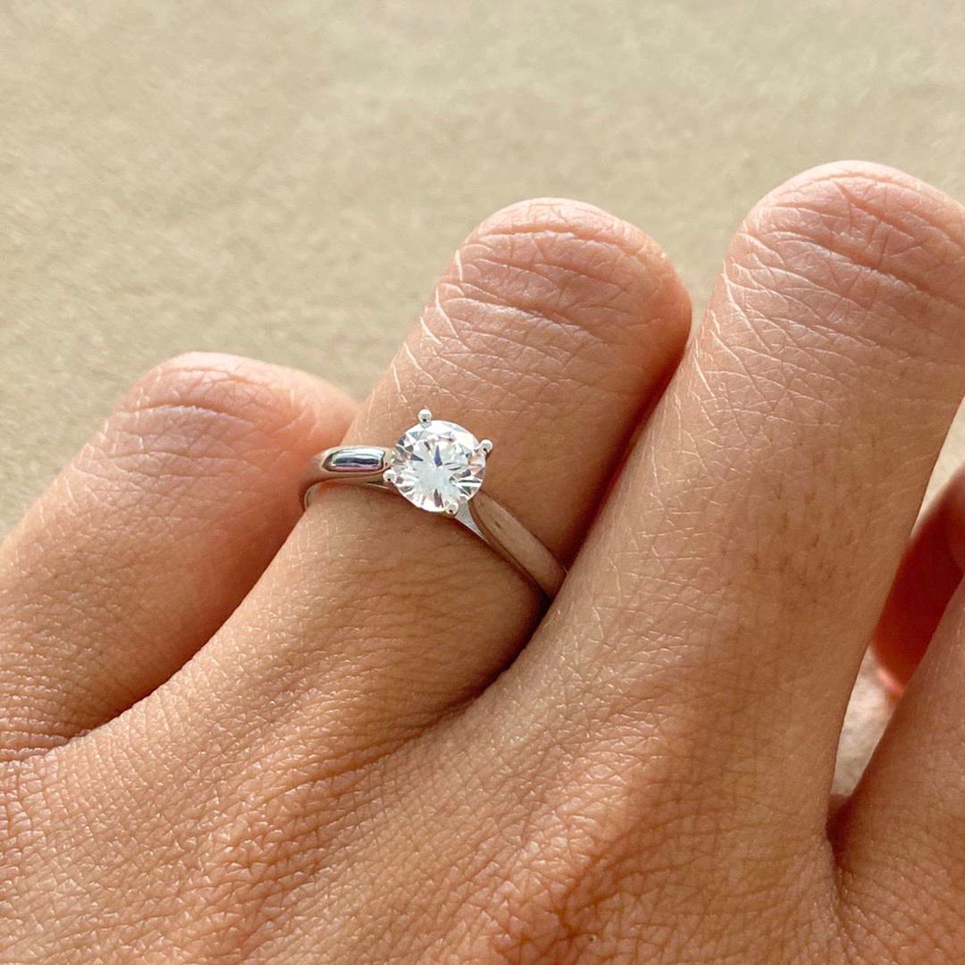 GIA Certified, Round 0.6 ct Four Prongs, Diamond Engagement Ring