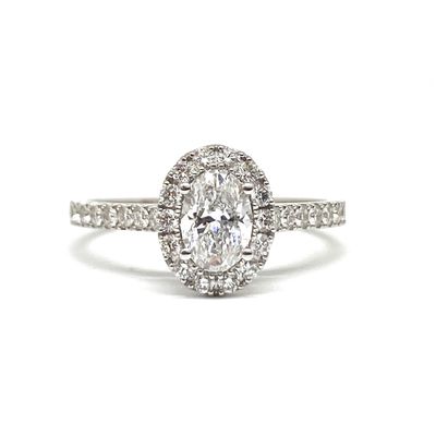 GIA Certified 0.3 ct to 1 ct Oval Shape Full Halo Diamond Engagement Ring