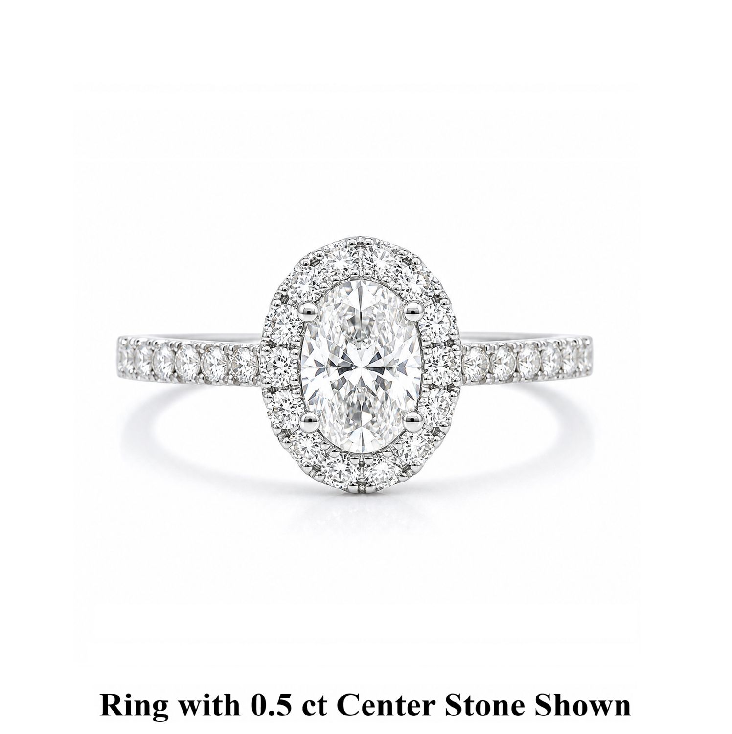 GIA Certified 0.3 ct to 1 ct Oval Shape Full Halo Diamond Engagement Ring