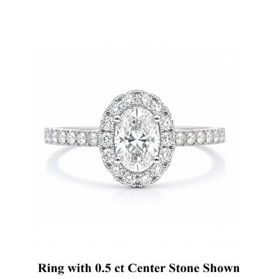 GIA Certified 0.3 ct to 1 ct Oval Shape Full Halo Diamond Engagement Ring