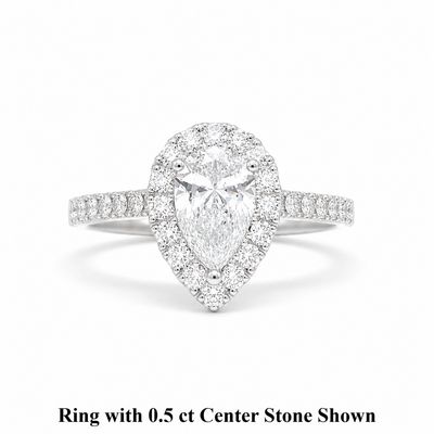 GIA Certified 0.3 ct to 1 ct Pear Shaped Full Halo Diamond Engagement Ring