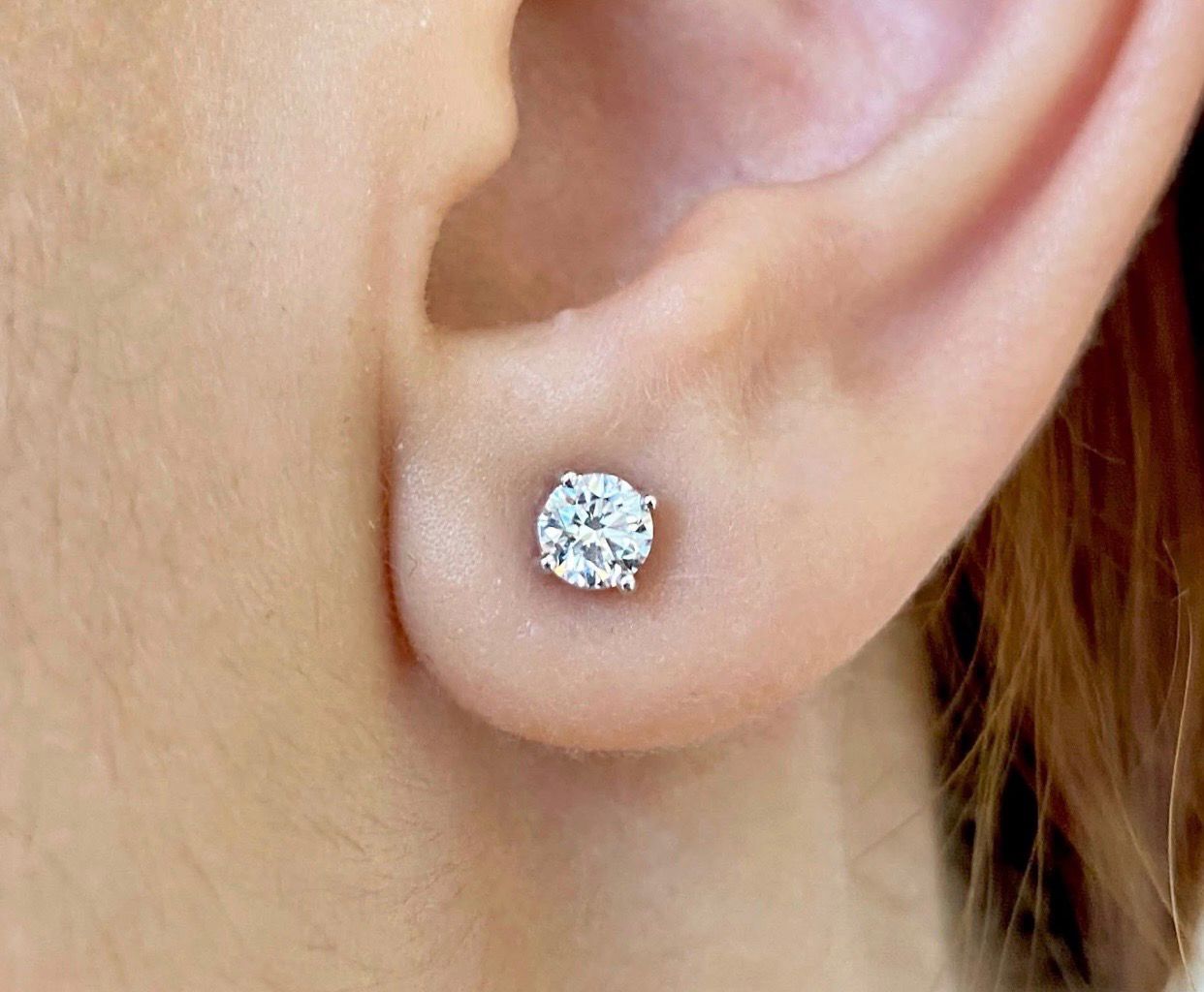 GIA Certified Four Prongs 4.5 mm Diamond Earrings