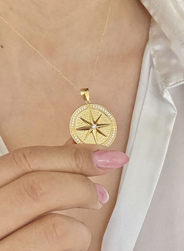 Three Dimensional, Compass Diamond Necklace