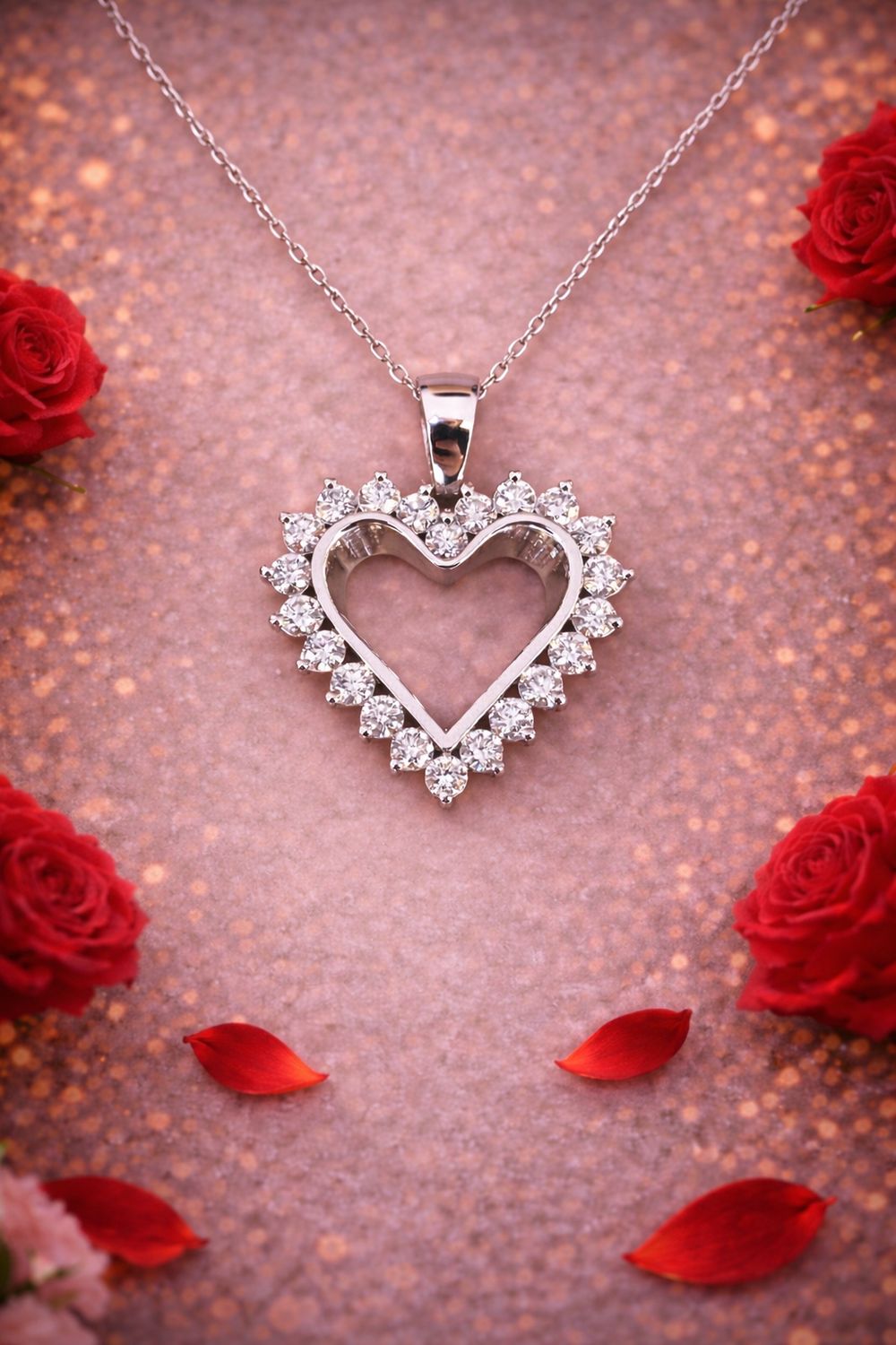 "Shinning Heart", Diamond Necklace