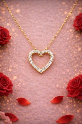 Classic Heart Shaped Diamond Necklace