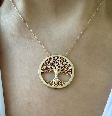 Three Dimensional, Diamond Tree of Life Necklace