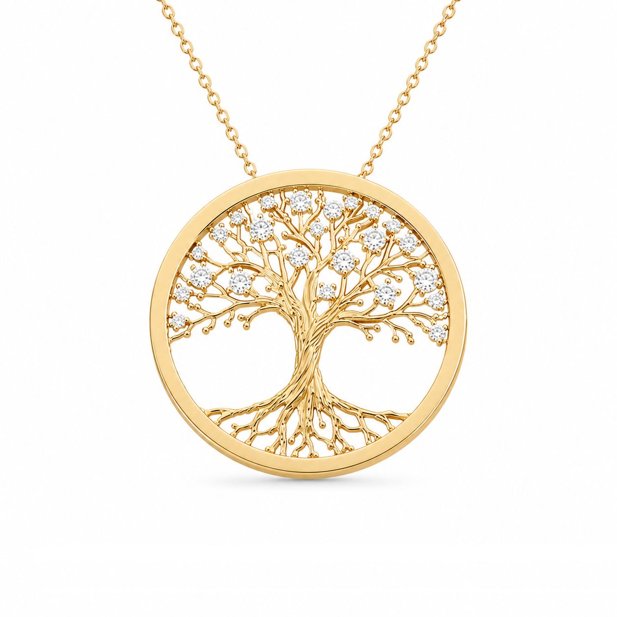 Three Dimensional, Diamond Tree of Life Necklace