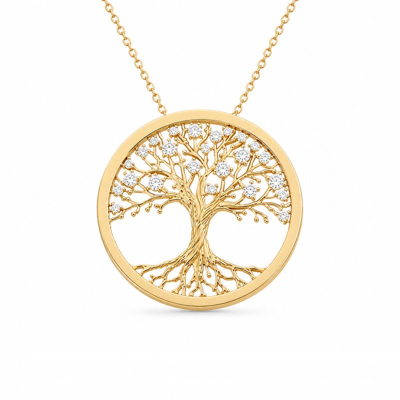 Three Dimensional, Diamond Tree of Life Necklace