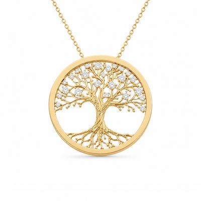Three Dimensional, Diamond Tree of Life Necklace
