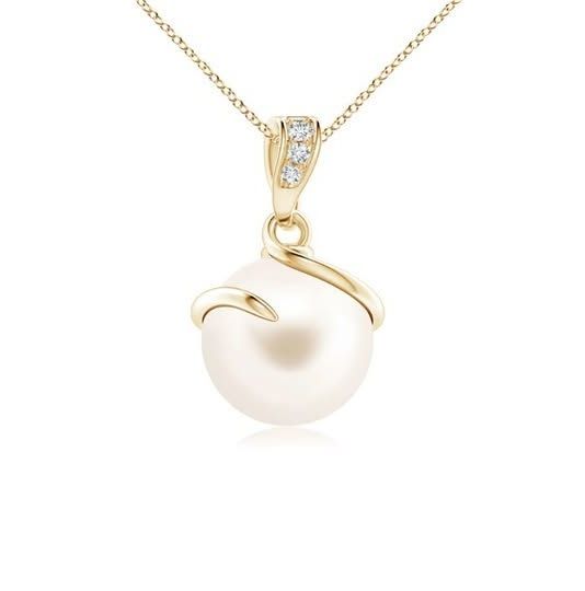 Spiral Pearl Diamond Necklace