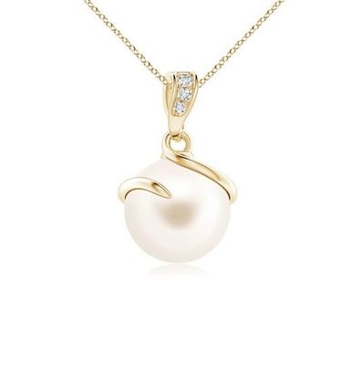 Spiral Pearl Diamond Necklace