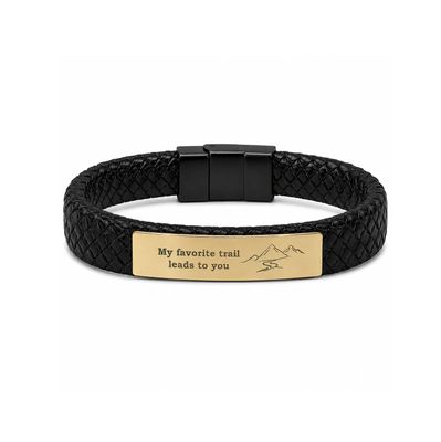 Personalized 18k Gold Leather Bracelet