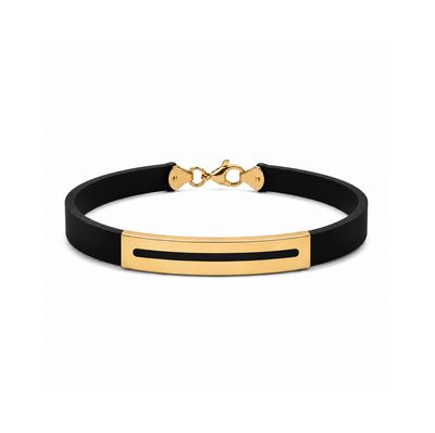 One Line Cut out,  18k Gold Plaque, Rubber Bracelet
