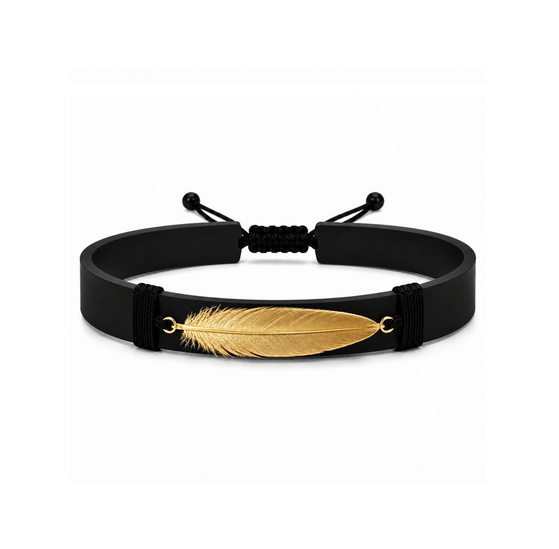 Realistic 3D Feather, 18k Gold Rubber Bracelet