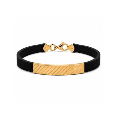Cross Style  18k Gold Plaque, Rubber Bracelet