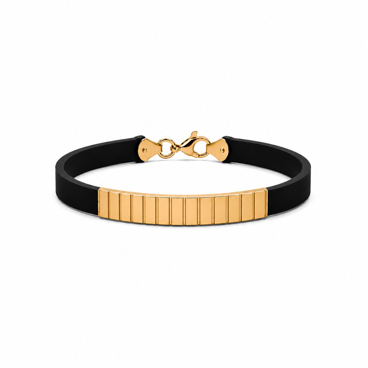 Cross Style  18k Gold Plaque, Rubber Bracelet