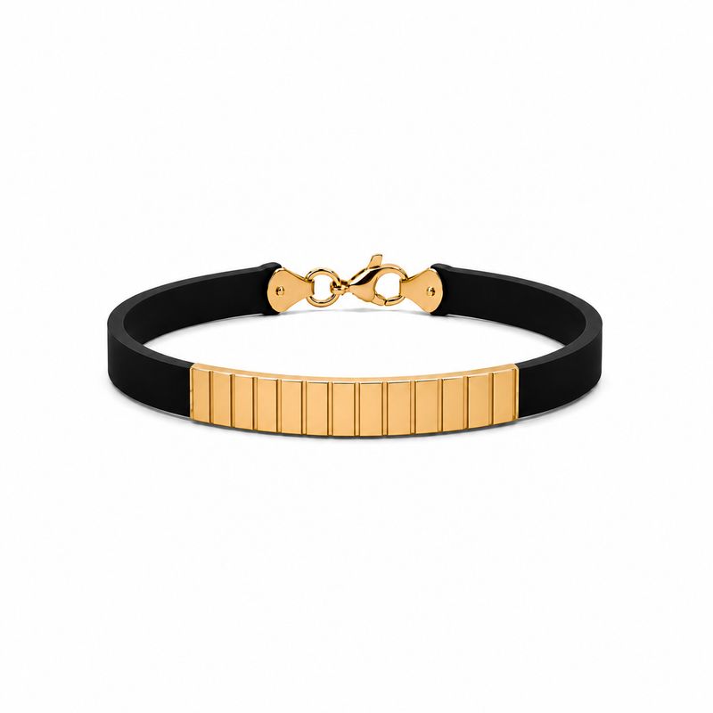 Cross Style  18k Gold Plaque, Rubber Bracelet