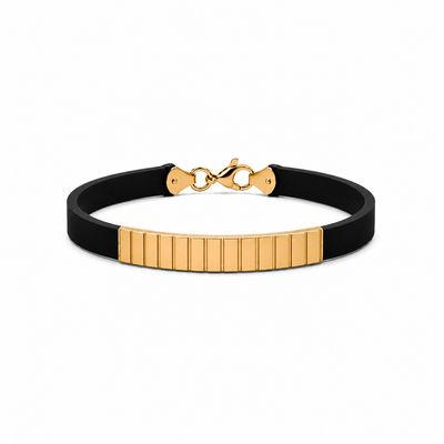Cross Style  18k Gold Plaque, Rubber Bracelet