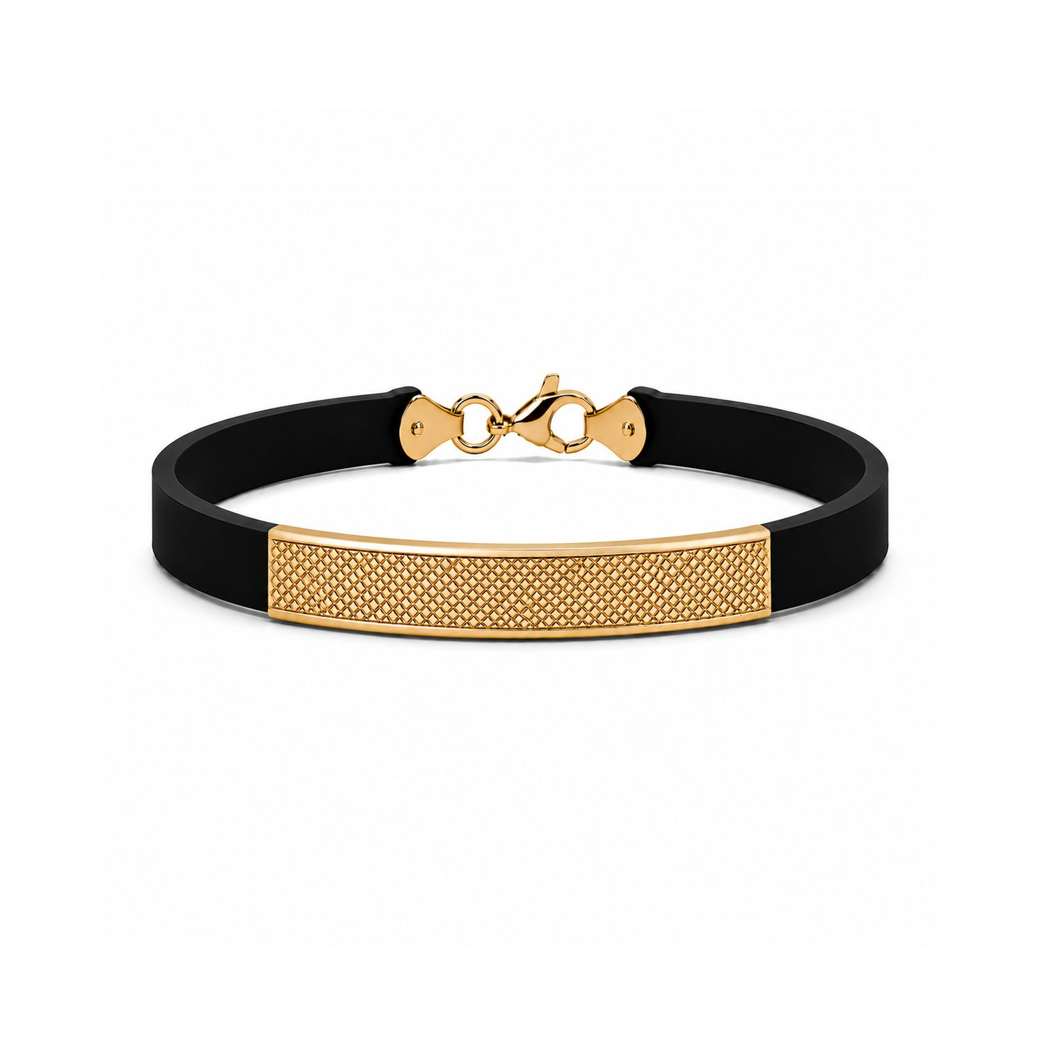 Cross Style  18k Gold Plaque, Rubber Bracelet