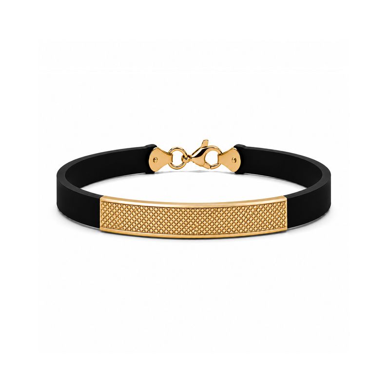 Cross Style  18k Gold Plaque, Rubber Bracelet