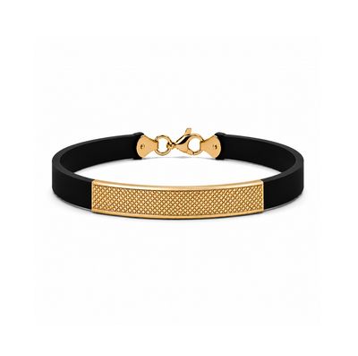 Cross Style  18k Gold Plaque, Rubber Bracelet