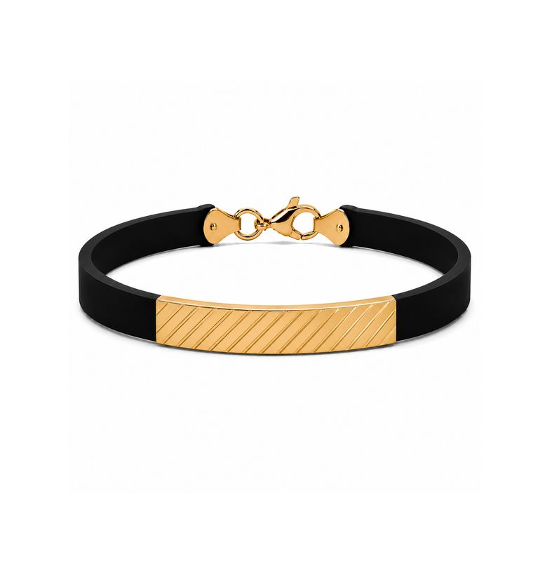 Cross Style  18k Gold Plaque, Rubber Bracelet