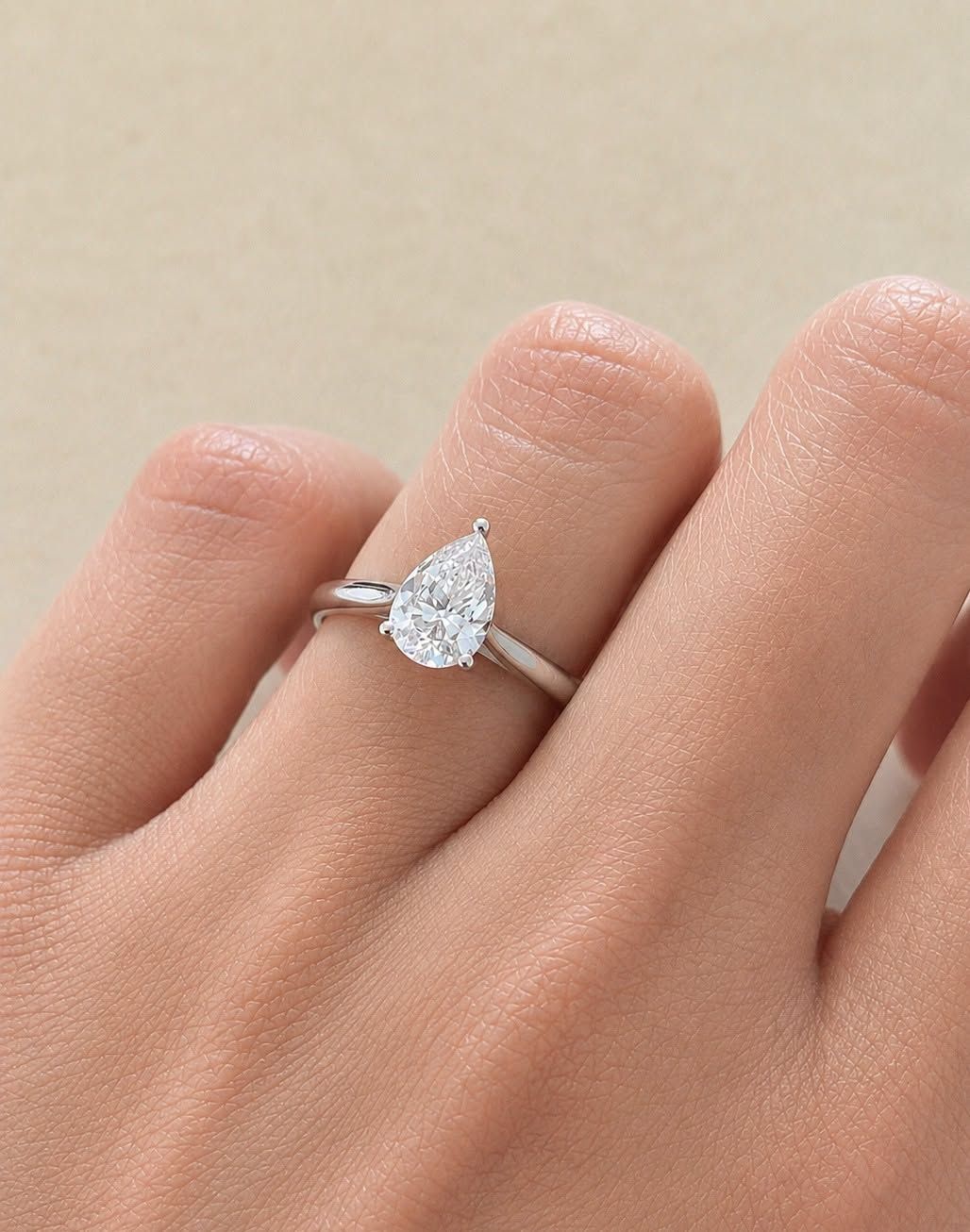 GIA Certified, Pear Shaped 1.3 ct Three Prongs, Diamond Engagement Ring