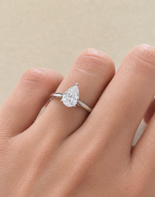 GIA Certified, Pear Shaped 1.3 ct Three Prongs, Diamond Engagement Ring