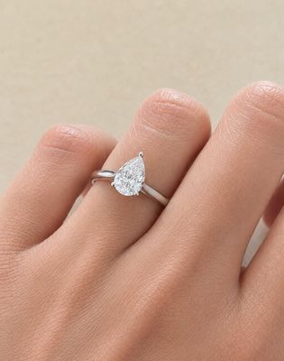 GIA Certified, Pear Shaped 1.3 ct Three Prongs, Diamond Engagement Ring