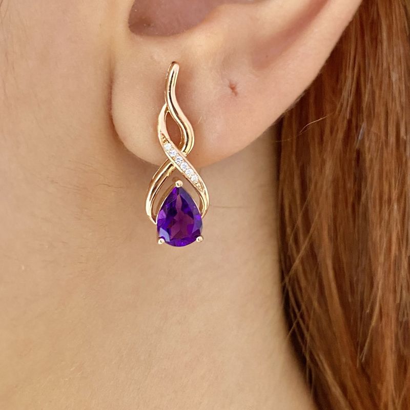 The Droplet, Amethyst Diamond Earrings