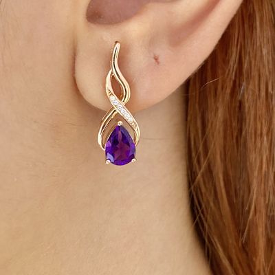 The Droplet, Amethyst Diamond Earrings