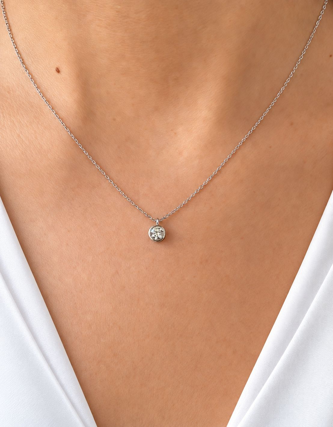Bezel Set 0.15 ct Diamond Necklace