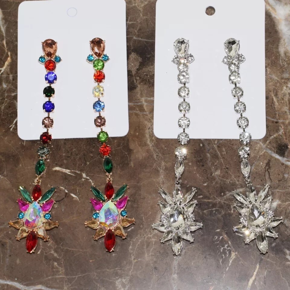 Elongated Crystal Earrings