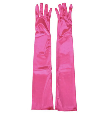 Long Satin Gloves | Fuchsia/Hot Pink 