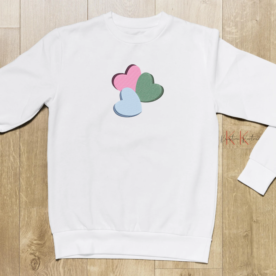 Embroidered Pastel Candy Hearts Valentine Sweatshirt