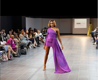 Glamour Side Train Dress- Purple Glitter Haze