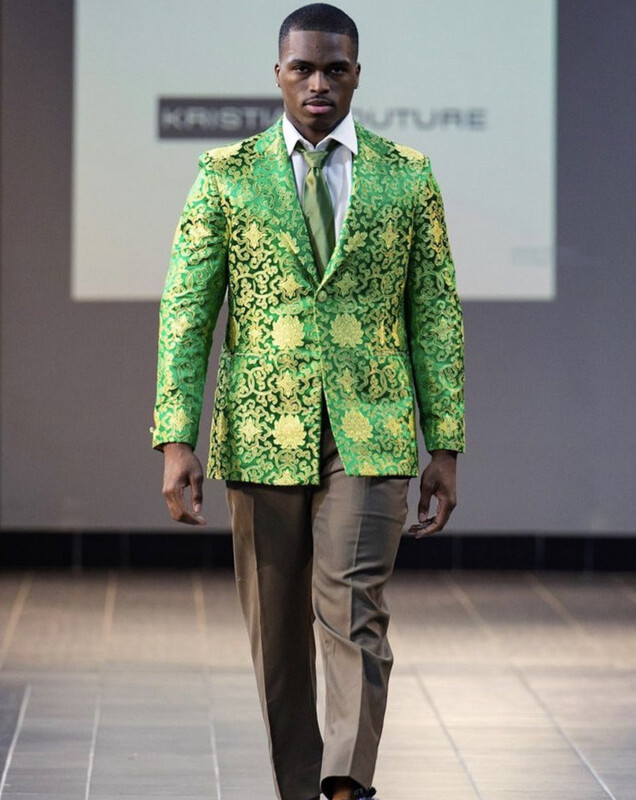 Green And Gold Men s Brocade Suit Jacket Made In US