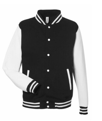 Unisex Black/White Letterman Jacket - Customizable with Embroidery