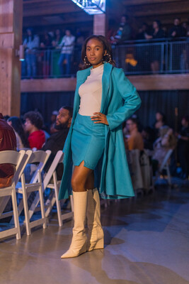 Wool Coat And Skirt Set | Bright Turquoise