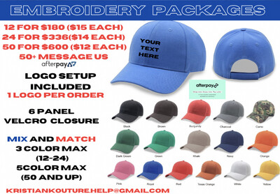 Embroidery 6 Panel Velcro Hat Package