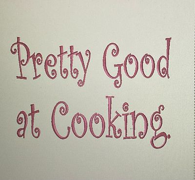 “ Pretty Good at Cooking “ Pink and Green Kitchen Apron 